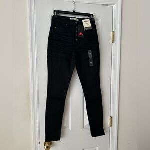 NWT MUDD FLX Button Fly Stretch Skinny High Rise Jeggings Size 5 BLACK
